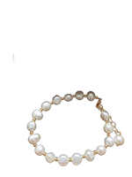 Regulowana bransoletka z naturalnych pereł pozłacana 14k