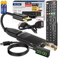 DEKODER TUNER TV DVB-T2 HEVC H.265 FULL HD MINI STICK PILOT BATERIE ZESTAW