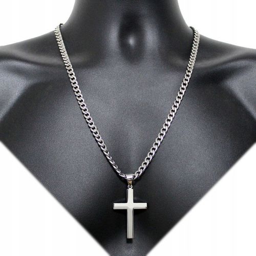 Łańcuszek z KRZYŻYKIEM Srebrny Męski Włoski Łańcuch Pancerka Krzyż WŁOSKI na Arena.pl
