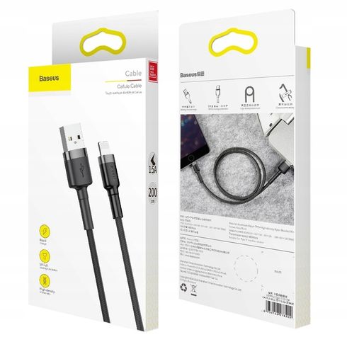 BASEUS Szybki Kabel USB do IPHONE 14 13 12 PRO X XR 8 7 IPAD LIGHTNING 2m na Arena.pl