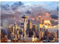 50X70CM SEATTLE O ZACHODZIE SŁOŃCA OBRAZ POKOJU DREWNINE