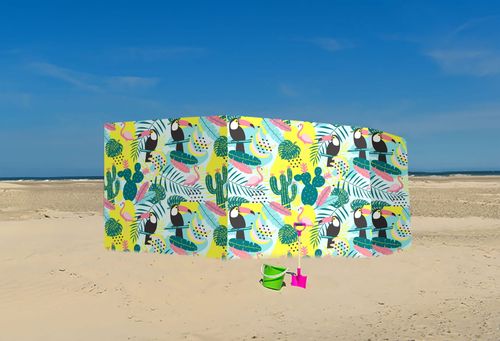 PARAWAN PLAŻOWY Tukany i flamingi z indywidualnym napisem 4 PANELE 78.4 na Arena.pl