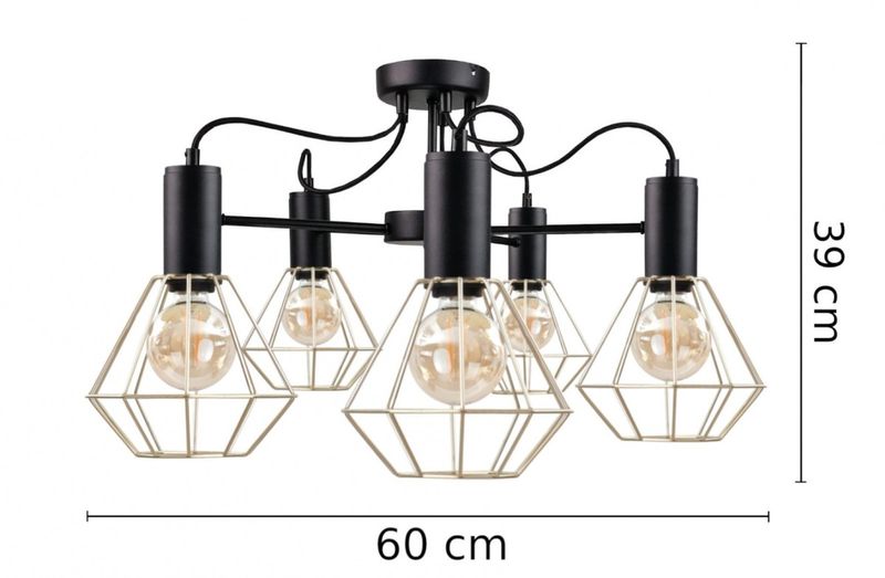 Lampa sufitowa 5xE27 LARS BLACK/GOLD zdjęcie 3