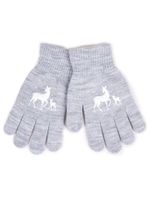 Rękawiczki dziewczęce pięciopalczaste szare z sarenkami 18 YOCLUB