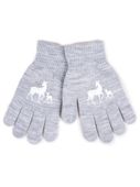 Rękawiczki dziewczęce pięciopalczaste szare z sarenkami 18 YOCLUB