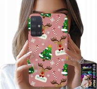 ETUI DO SAMSUNG GALAXY A51 - ŚWIĄTECZNE RENIFERY CHOINKI LASKA WZORY