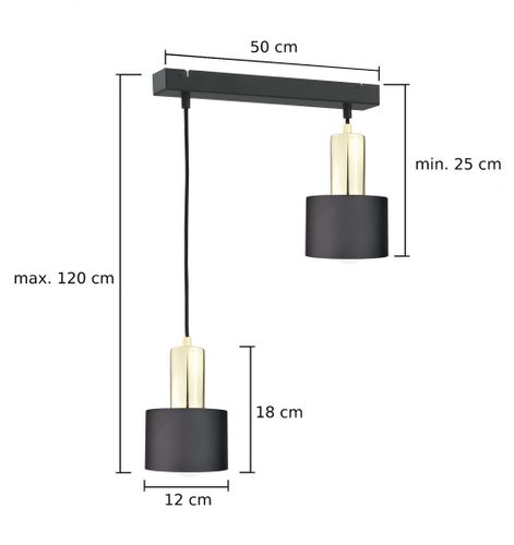 Lampa wisząca 2xE27 LUCE BLACK GOLD na Arena.pl