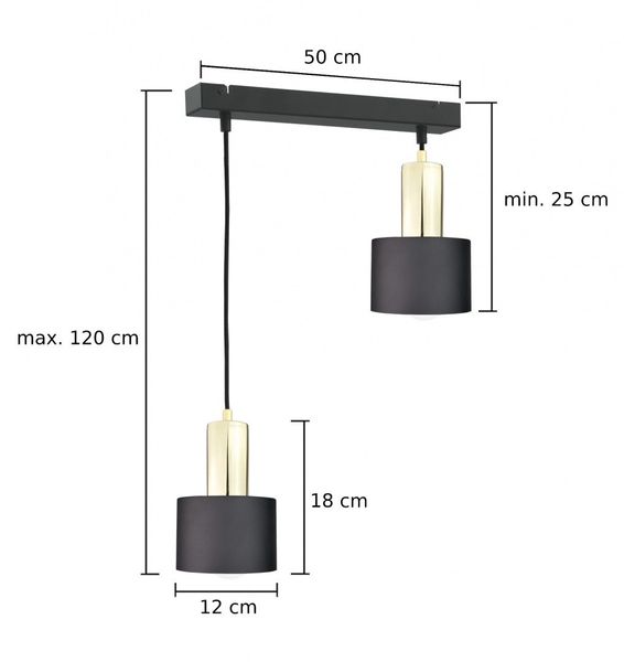 Lampa wisząca 2xE27 LUCE BLACK GOLD zdjęcie 4