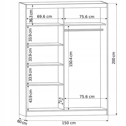 Szafa przesuwna Rivano VI 150 cm z lustrem na Arena.pl