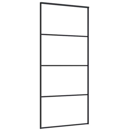 Drzwi przesuwne z zestawem okuć czarne 90x205 cm ESG szkło na Arena.pl