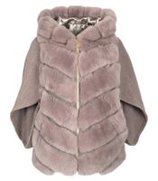 Futerko z królika damski skórzany kożuch z kapturem zimowy ciepły Bukowski Rozmiar odzieży M