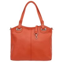 VERA PELLE torebka skórzana shopper z paskiem na ramię V658 pomarańczowa