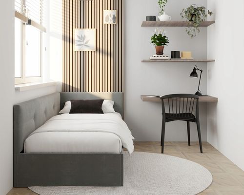 Łóżko młodzieżowe FREDDY z pojemnikiem podnoszonym 90x200 tapicerowane na Arena.pl