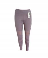 Hit Damskie Legginsy Siateczka Z Prześwitującymi Wstawkami Fiolet S M