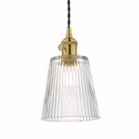 Plisowana lampa wisząca szklana Hadano HAD0140-05 Dar Lighting przezroczysta mosiądz