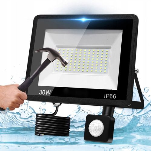 NAŚWIETLACZ LED 30W Z CZUJNIKIEM RUCHU HALOGEN REFLEKTOR LAMPA IP66 na Arena.pl