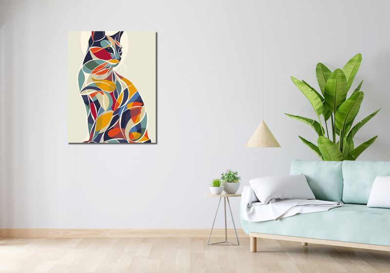 Obraz 70x90cm Kalejdoskopowy Kot zdjęcie 2