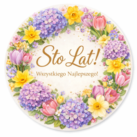 Opłatek na tort Okazjonalny Kwiaty Ramka Tekst Gratis Urodziny 18 30 40 50