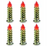 ZESTAW 6 szt Znicz elektryczny "Stella" świeca ZŁOTA / SREBRNA 19cm baterie