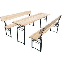 ZESTAW PIKNIKOWY BAROWY DREWNIANY STÓŁ I 2 ŁAWKI ZE SKŁADANYM OPARCIEM