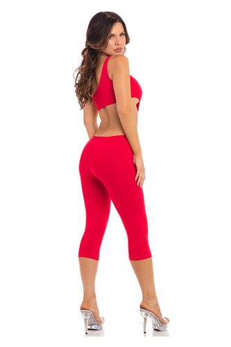 one shoulder cropped catsuit red, s/m na Arena.pl