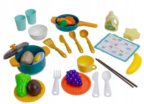 ZLEW ZLEWOZMYWAK kuchenka kuchnia dla dzieci palnik kran z wodą GARNKI 31el na Arena.pl