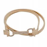 Pasek damski sprężynka prostokąt z dwoma kołami cyrkonie kolor złoty