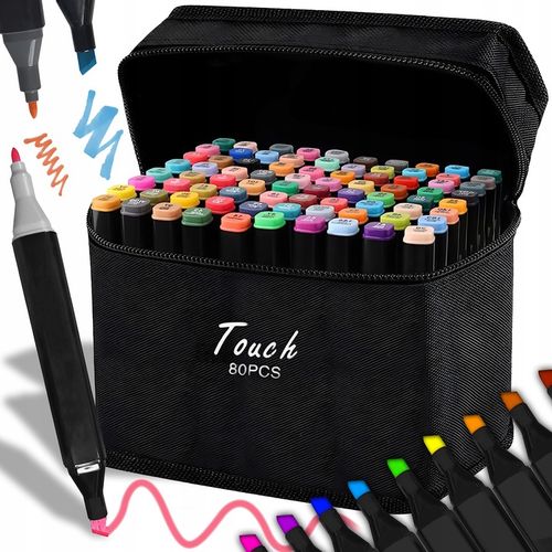 MARKERY ALKOHOLOWE FLAMASTRY MAZAKI PISAKI DWUSTRONNE ZESTAW 80 SZT + TORBA na Arena.pl