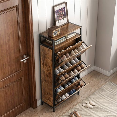 SZAFKA NA BUTY 3 PÓŁKI RUSTYKALNY BRĄZ VINTAGE INDUSTRIALNA DO PRZEDPOKOJU na Arena.pl