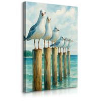 Obraz Na Płótnie Malowane Mewy 70cm x 100cm