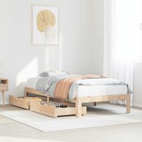 Rama łóżka z szufladami, 90x190 cm, lite drewno sosnowe