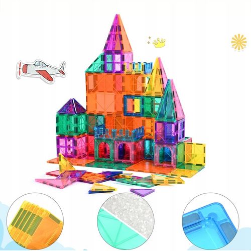 KLOCKI MAGNETYCZNE PANELE KONSTRUKCYJNE EDUKACYJNE KOLOROWE 3D ZESTAW 100EL na Arena.pl