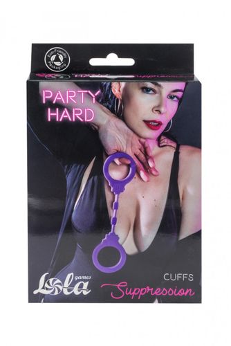 kajdanki silicone handcuffs party hard suppression purple na Arena.pl