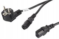 2 x Kabel Lanberg 2m zasilający typu Y rozdzielacz 2x IEC 320 C13 VDE PODWÓ