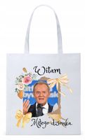 Donald Tusk Platforma Torba Eco Biała Shopper Z Nadrukiem Ze Zdjęciem