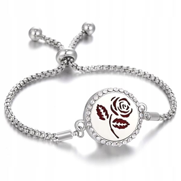 BRANSOLETKA DO AROMATERAPII STALOWA Róża B02 zdjęcie 1