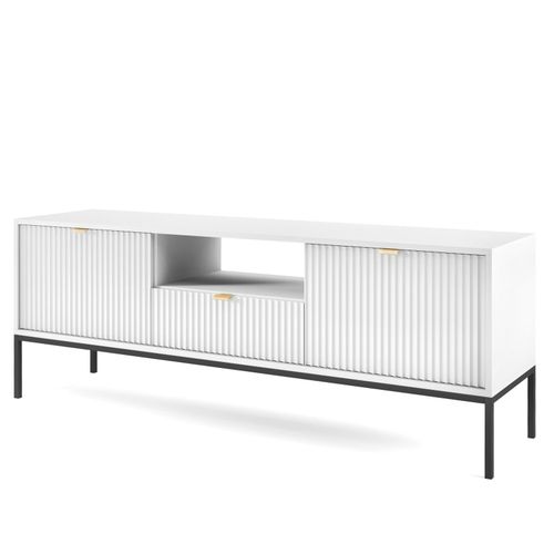 Szafka RTV Delicious ryflowana biała na Arena.pl