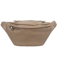 VERA PELLE nerka skórzana saszetka biodrówka z rączką V578 beżowa