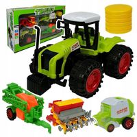 Traktor CIĄGNIK Zestaw +3 Maszyny Rolnicze Zestaw Farmera Ruchome Elementy