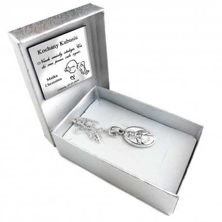 SREBRNY DWUSTRONNY MEDALIK SZKAPLERZ Z MATKĄ BOSKĄ I JEZUSEM SREBRO PRÓBY 925 zdjęcie 8