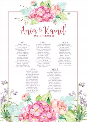 Plan stołów weselnych ROZMIESZCZENIE gości wesele tablica 100x70 na Arena.pl