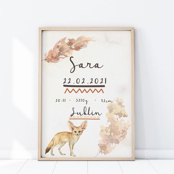 Plakat Metryczka Fenek P355- rozmiar plakatu A3 (29,7 cm x 42 cm) zdjęcie 1