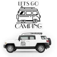 NAKLEJKA NA BOK AUTA dekoracyjna wodoodporna Let's go camping KAMPER 50cm