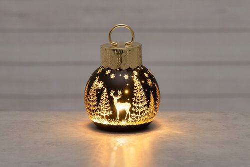 LAMPKA LED SZKLANA BOMBKA Z RENIFEREM 10 CM NA BATERIE Z FUNKCJĄ TIMERA na Arena.pl