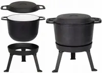 KOCIOŁEK Myśliwski 8 L EMALIOWANY Garnek na OGNISKO PATELNIA Grill Emalia