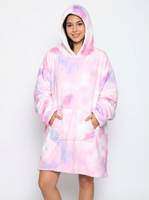 Kocobluza Gruba Koc Bluza Oversize z Kapturem Ciepła Sherpa Polar Różowa