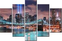 100CM 150CM OBRAZ 5 ELEM PANORAMA MANHATTANU ŚCIENNY