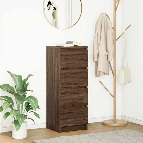 Komoda Brązowy Dąb 37,5x35x99 cm Drewno klejone na Arena.pl