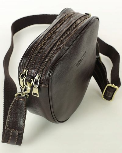 Torebka listonoszka NA SZEROKIM PASKU skórzana dwie komory Marco Mazzini na Arena.pl