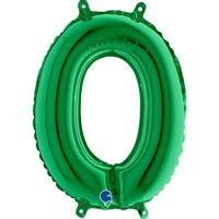 Balon foliowy cyfra 0 zielony, 35 cm
